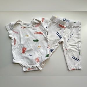 Maisonette Doodle Collection Short Sleeve Onesie & Pants Set